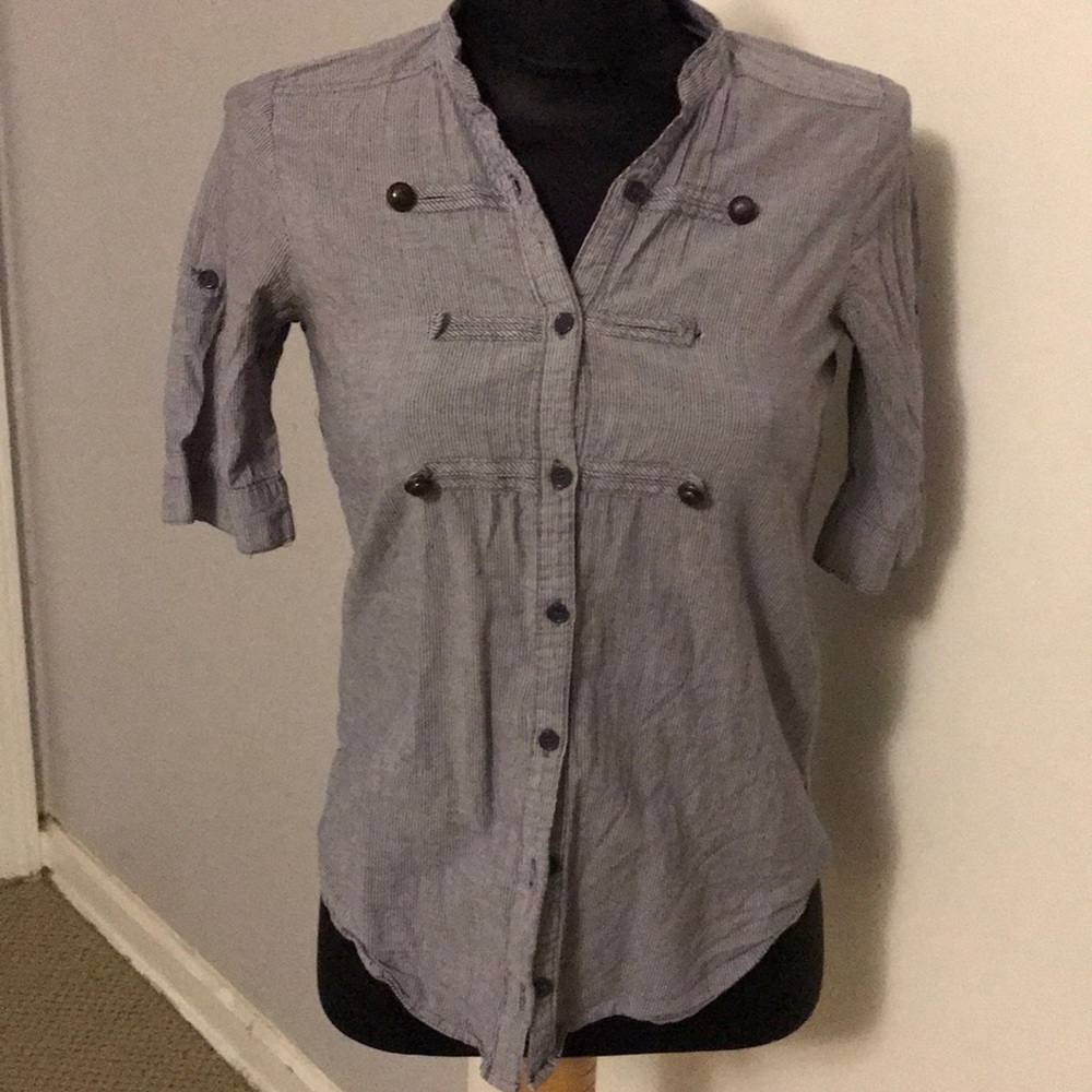 Striped button down top